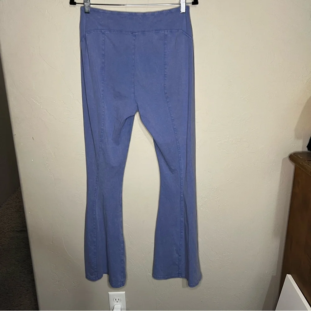 Out From Under UO Aria High Rise Lavender Blue Washed Flare Pull On Groovy Pants
